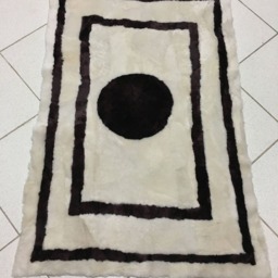 Beautiful Cream & Brown Sheepskin Mat. Luxury Rug - thumbnail 3