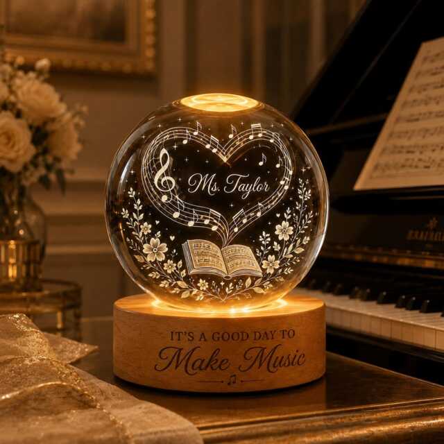 Personalized Music Teacher Appreciation Crystal Night Light, Custom Notes Led Lamp, It's A Good Day To Make Music, Piano Gift - image 1