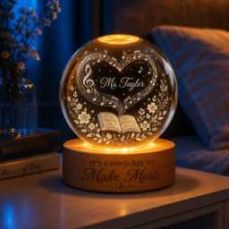 Personalized Music Teacher Appreciation Crystal Night Light, Custom Notes Led Lamp, It's A Good Day To Make Music, Piano Gift - thumbnail 3