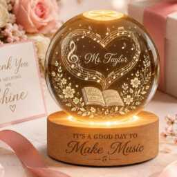 Personalized Music Teacher Appreciation Crystal Night Light, Custom Notes Led Lamp, It's A Good Day To Make Music, Piano Gift - thumbnail 2