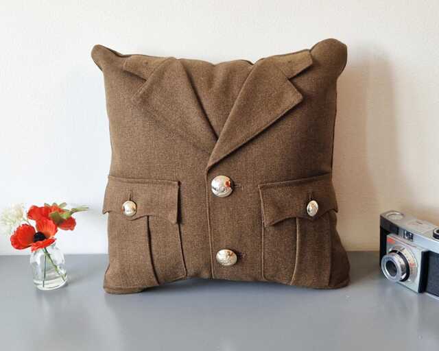Upcycled Royal Artillery No2 Service Dress Uniform Cushion - image 1
