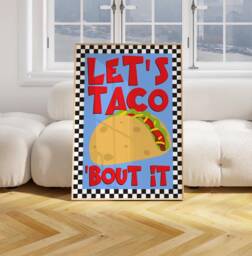 Taco Print, Mexican Food Poster, Gift For Foodie, Kitchen Wall Art, Fast Food, Colourful Trendy Poster Maximalist 2941 - thumbnail 1