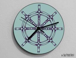 Ship Wheel Wall Clock - Sea Life Kids Nursery Room, Teens Baby Room - thumbnail 1