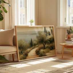 Mediterranean Landscape Poster, Olive Tree Paper Wall Art - thumbnail 4