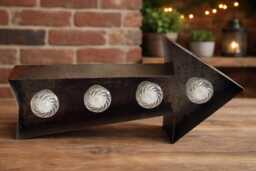 Metal Marquee Arrow, Light Up Wall Decor, Industrial Home Sign, Arrow For Inside/Outside, Rustic Arrow With Led Bulbs, Decor Sign - thumbnail 1