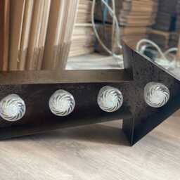 Metal Marquee Arrow, Light Up Wall Decor, Industrial Home Sign, Arrow For Inside/Outside, Rustic Arrow With Led Bulbs, Decor Sign - thumbnail 3