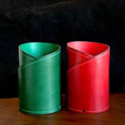 Red Leather Pen Holder, Desktop Organizer - thumbnail 2