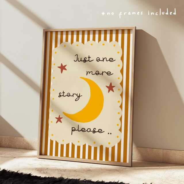 Just One More Story Print, Night Time Time, Book Corner Art, Colourful Children's Bedroom Decor, Nursery, Playroom Wall Art - image 1