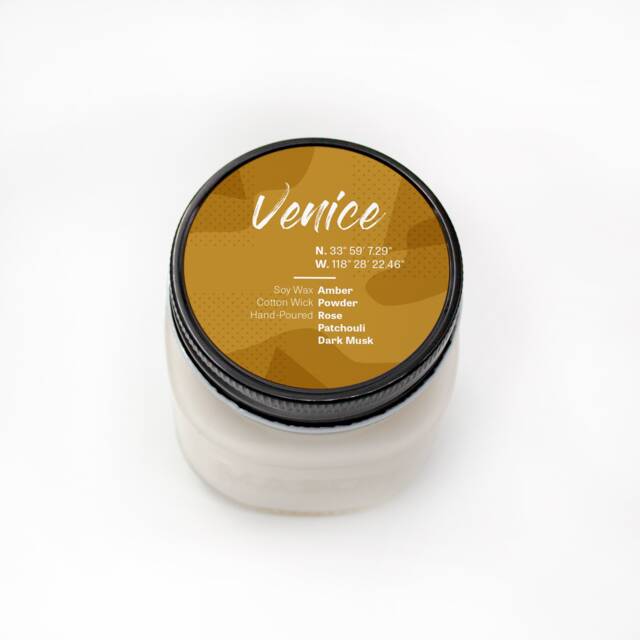 Venice -- Scented Soy Candle California Patchouli Woody Powder Amber Handmade Handpoured Mason Jar - image 1