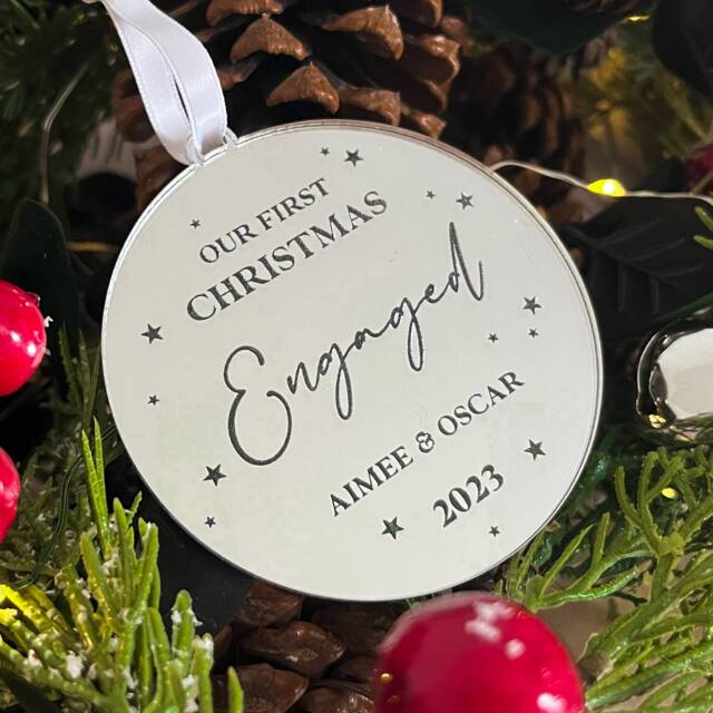 Our First Christmas Engaged Ornament - 2024 Bauble Couples - image 1