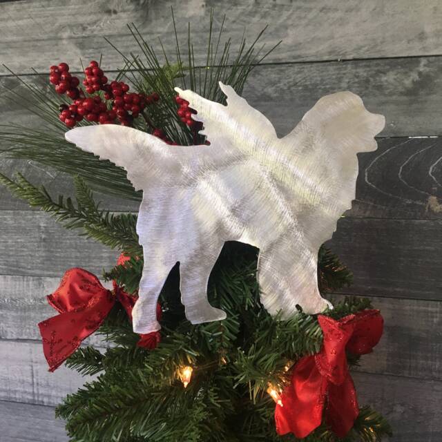 Landseer Ect, Dog Christmas Tree Topper, Yard Stake, Wall Or Shelf Art, Metal, Dog Lover, European Continental Type, Holiday - image 1