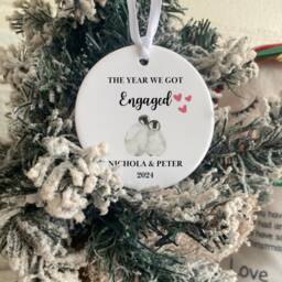 Personalised Engagement Ornament - Gift Present Christmas Bauble Keepsake Decoration - thumbnail 3