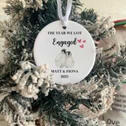 Personalised Engagement Ornament - Gift Present Christmas Bauble Keepsake Decoration - thumbnail 1