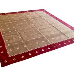Coal & Crimson Cotton Area Flat Weave Rug. Natural Vegetable Dyed. Indian Dhurrie, Kilim - thumbnail 4