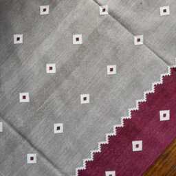 Coal & Crimson Cotton Area Flat Weave Rug. Natural Vegetable Dyed. Indian Dhurrie, Kilim - thumbnail 3