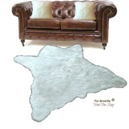 Plush Faux Fur Bear Skin Rug - Animal Pelt Shape, Usa Made - thumbnail 3