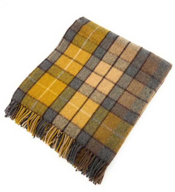 100% Wool Buchanan Natural Tartan Blanket Throw, Fringed Edges - image 1