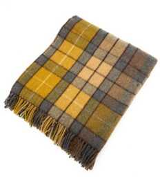 100% Wool Buchanan Natural Tartan Blanket Throw, Fringed Edges - thumbnail 1