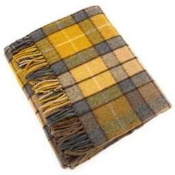 100% Wool Buchanan Natural Tartan Blanket Throw, Fringed Edges - thumbnail 2