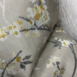 Blossom Cushion, Pillowcase in Gold Beige Floral Pillow, Countryside Home - Made UK John Lewis Designer Weave Furnishing Fabric - thumbnail 3