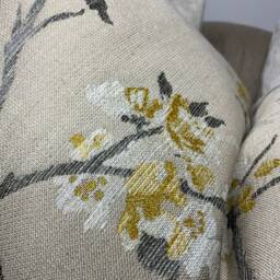 Blossom Cushion, Pillowcase in Gold Beige Floral Pillow, Countryside Home - Made UK John Lewis Designer Weave Furnishing Fabric - thumbnail 2