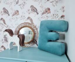 Velvet Letter E Pillow, Nursery Decor, Personalized Initial Cushion