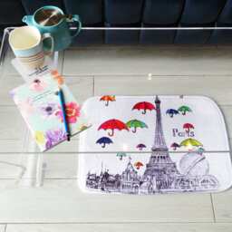 Personalized Travel With Umbrella Illustrated Bath Mat Fuzzy, Foamy & Finely Enhanced Brilliant Art. Free Delivery - thumbnail 1