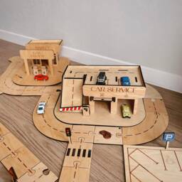 Wooden Toy Road Personalized, Autumn Seasonal Gift For Children, Montessori Educational Toys, Toddler Christmas Gift, Car Garage & Service - thumbnail 3