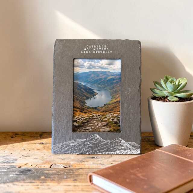 Catbells Sketch Photo Frame - Lake District - Wainwright Gift Hiking Personalised Option Available - image 1