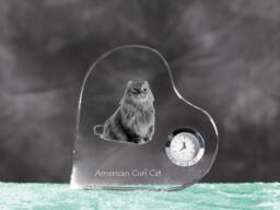 American Curl - Crystal Clock in The Shape Of A Heart With Image Pure-Bred Cat - thumbnail 1