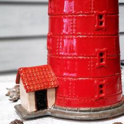 Original Handmade Ceramic Gift Lighthouse Model Miniature Candle Holder Kolkas Latvia. Handmade in Suvena - thumbnail 3