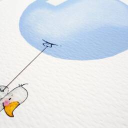 Powder Blue, Unframed Balloon Print, Duck Illustration, Pastel Boy's Nursery Art, Baby Boy, Archival UK Art - thumbnail 2