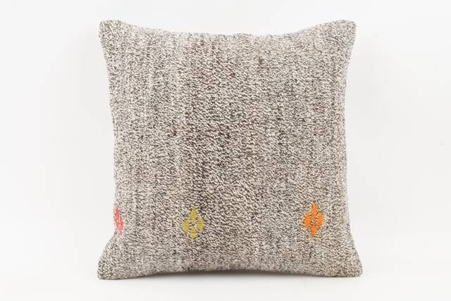 Vintage Turkish Kilim Pillow Handwoven Wool, 18''x18'' - image 1