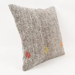 Vintage Turkish Kilim Pillow Handwoven Wool, 18''x18'' - thumbnail 3