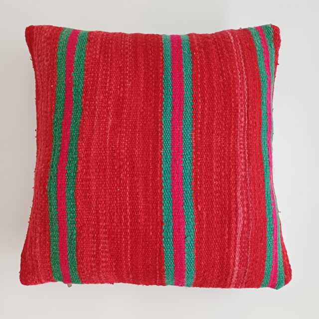 Moroccan Rug Cushion Cover, Handmade Multicoloured Cushion, Boho Pillow, Decorative Throw Kilim 16''x16''/40x40 cm - image 1