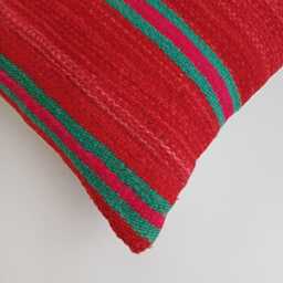 Moroccan Rug Cushion Cover, Handmade Multicoloured Cushion, Boho Pillow, Decorative Throw Kilim 16''x16''/40x40 cm - thumbnail 3