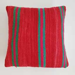 Moroccan Rug Cushion Cover, Handmade Multicoloured Cushion, Boho Pillow, Decorative Throw Kilim 16''x16''/40x40 cm