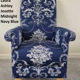 Laura Ashley Josette Fabric Adult Chairs Armchairs Accent Statement Bedroom Nursery Living Room Duck Egg Midnight Navy Grey Blue Small Retro - thumbnail 3
