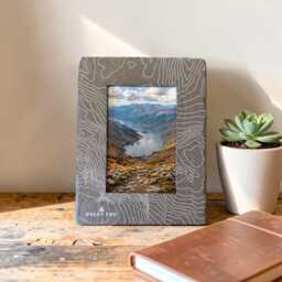 Great End Contour Slate Photo Frame - Lake District Inspired Gift - 4x6 Holder Mountain Home Decor - thumbnail 1