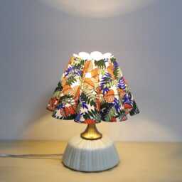 Handmade Floral Fabric Table Lamp Ceramic Base, Pastoral Style-123# - thumbnail 4