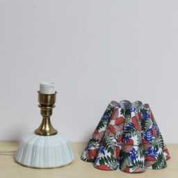 Handmade Floral Fabric Table Lamp Ceramic Base, Pastoral Style-123# - thumbnail 2