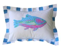 Blue & Pink Rainbow Trout Fish Pillow - thumbnail 1