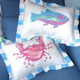Blue & Pink Rainbow Trout Fish Pillow - thumbnail 3