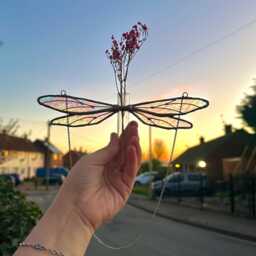 Gifts - Stained Glass Dragonfly Propagation Station Iridescent Suncatcher Vase Spring Decor Mothers Day - thumbnail 2