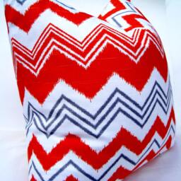 Orange Chevron Pillow Cover - Designer Zig Zag Throw Cushion, 20 - thumbnail 4