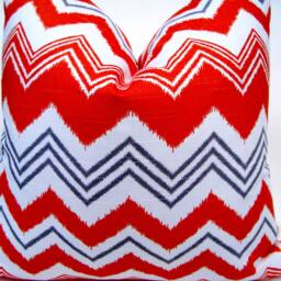 Orange Chevron Pillow Cover - Designer Zig Zag Throw Cushion, 20 - thumbnail 3