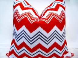 Orange Chevron Pillow Cover - Designer Zig Zag Throw Cushion, 20 - thumbnail 1