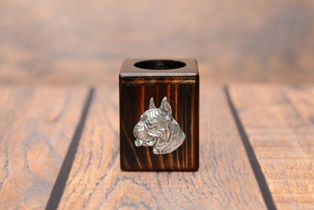 Boxer - Wooden Candlestick With Dog, Souvenir, Decoration, Limited Edition, Collection - image 1