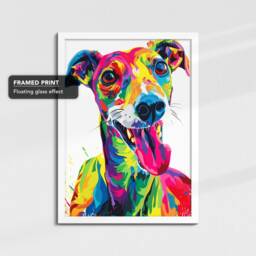 Greyhound Dog Pet Abstract Framed Poster Print & Canvas Wall Decor Art Painting Bedroom Home Living Room Funny Animal Lover Gift - thumbnail 3