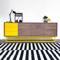 Modern Sideboard - Walnut, Yellow - thumbnail 1
